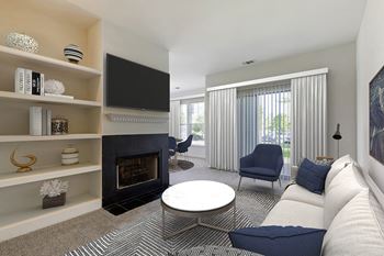 Living area with fireplace